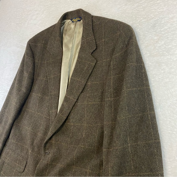 Vintage Brooks Brothers Sport Coat Blazer Jacket Mens sz 44 Camel Hair Plaid USA - Picture 4 of 16